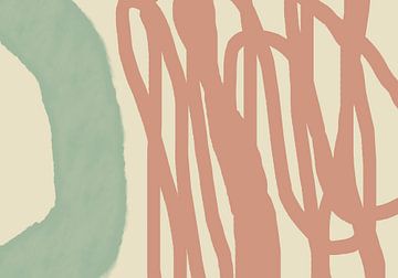 Abstrakte Linien in Rosa, Mintgrün und Weiß. von Dina Dankers