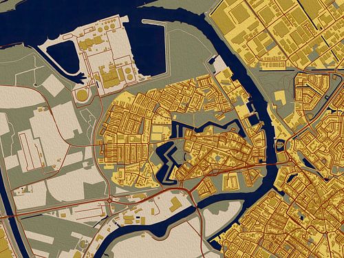 Kaart van Geertruidenberg in de stijl van Gustav Klimt