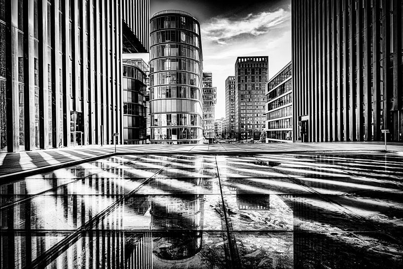 Düsseldorf Media Harbour facades black and white by Dieter Walther