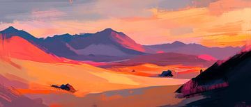 Mountain landscape sunset by Poster Art Shop