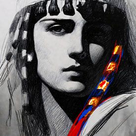 Jeune Cléopâtre – Dessin au crayon sur A.D. Digital ART