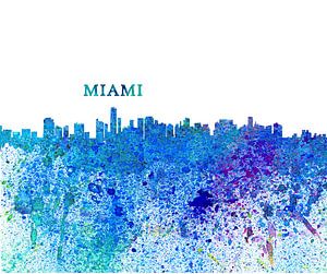 Miami Florida Skyline Silhouette Impressionistisch von Markus Bleichner