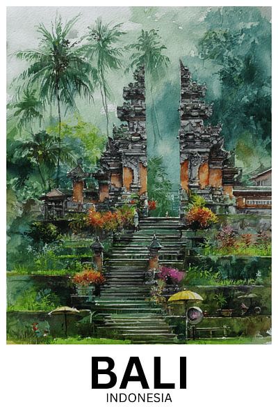 Ubud Sacred Steps - Aquarellpfad zur Harmonie von Jaladri Atelier