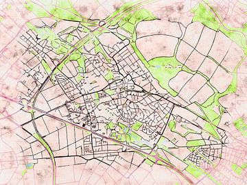 Kaart van Bergheim in de stijl 'Soothing Spring' van Maporia