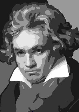Ludwig van Beethoven grijstinten abstracte kunst van Andika Bahtiar