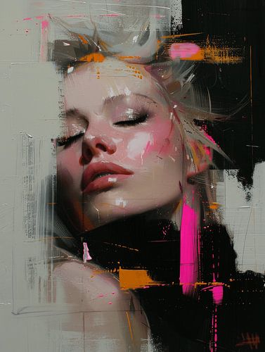 Abstract portret met neon accenten