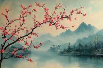 Japans landschap water en bergen van Egon Zitter