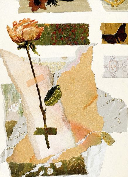 Impressionistische Collage Trockenblume von Moonheart Artworks