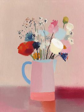 Fleurs colorées et joyeuses dans une carafe