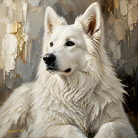 Weißer Schweizer Schäferhund 3 von Johannas Art Creations