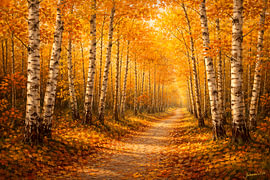Pinselstriche der Wildnis – Birkenwald im Herbst von Johannas Art Creations