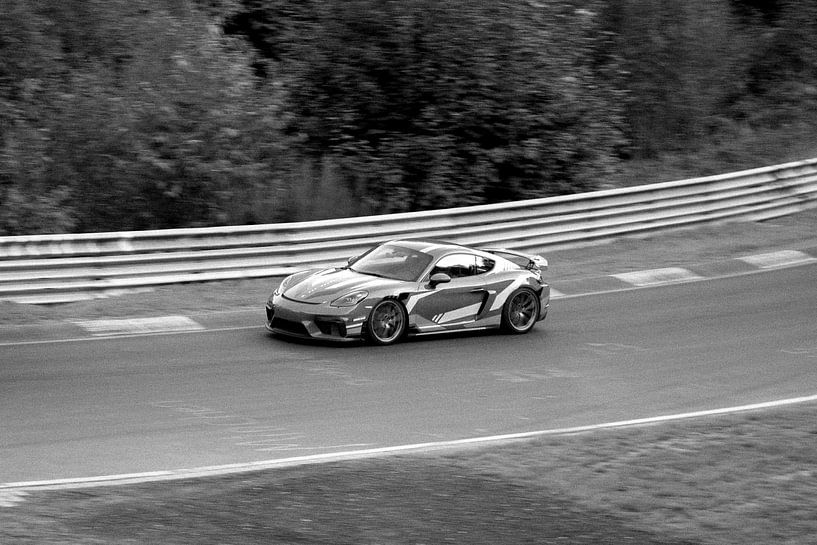 Porsche Cayman black and white by Jim Plaum