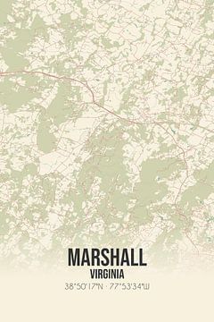 Vintage landkaart van Marshall (Virginia), USA. van MijnStadsPoster