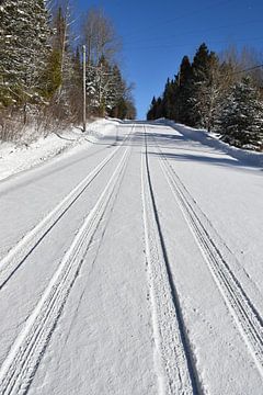 De weg langs het meer in de winter van Claude Laprise