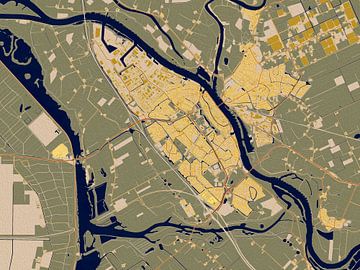 Kaart van Kampen in de stijl van Gustav Klimt van Maporia