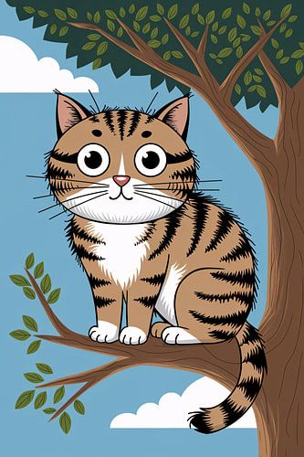 Schattige kat in de boom