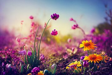 De weide die van de lente met bloemen bloeit Illustratie van Animaflora PicsStock