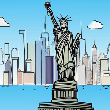 Statue de la Liberté et Manhattan sur Harmanna Digital Art