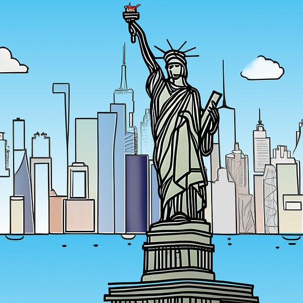 Statue of Liberty and Manhattan by Harmanna Digital Art