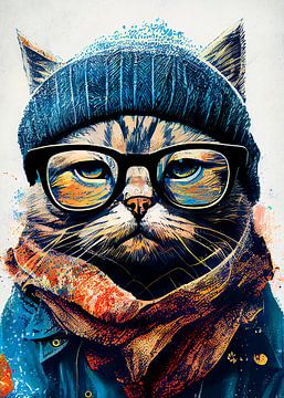 chat hipster Leo #cat sur JBJart Justyna Jaszke
