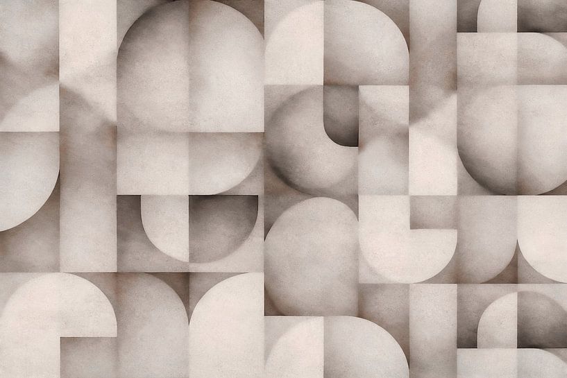 Mid Century Moderne abstrakte zeitgenössische Kunst neutral von Mad Dog Art