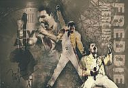 Freddie Mercury Jahrgangsporträt von Bert Hooijer Miniaturansicht