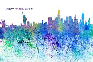 New York City Skyline Silhouette Impressionistisch van Markus Bleichner