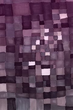 Op Paul Klee geïnspireerde abstracte kunst in warm paars, grijs, bruin en wit