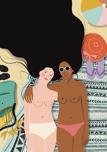 Amis et plage sur Alice Wolff