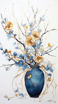 dried flowers in a Kintsugi vase by Gelissen Artworks