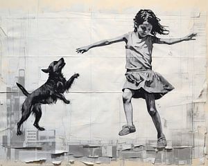 Jump, Jump | Banksy Style Urban Art van Blikvanger Schilderijen