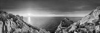 Landscape of Mallorca at Cap Formentor in black and white.
