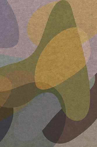 Organische vormen in warme kleuren II. Moderne abstracte retro kunst.