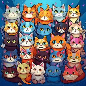 Jede Menge bunte Katzen
