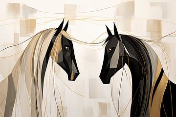 Abstrakte Köpfe von Pferden von Karina Brouwer
