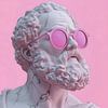 Aristoteles Standbeeld van Porselein met Roze Zonnenbril van Surreal Media
