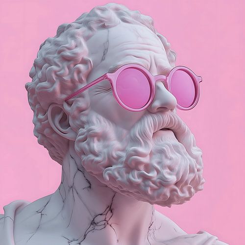 Aristoteles Standbeeld van Porselein met Roze Zonnenbril