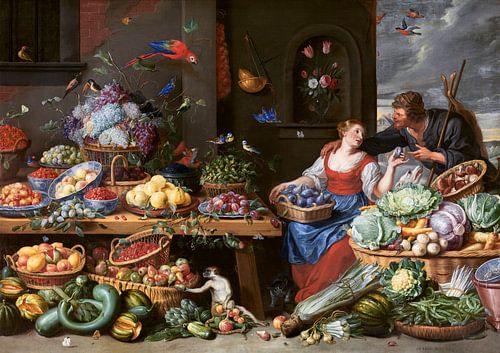 Jan van Kessel der Ältere – Obst- und Gemüsemarkt mit einem jungen Obstverkäufer (1650–1660)