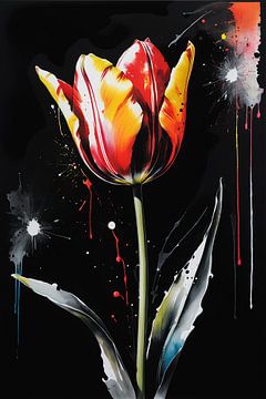Tulp met kleurexplosie... van Ans Bastiaanssen
