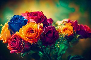 Illustration de peinture de roses colorées sur Animaflora PicsStock