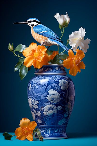 Delft Blue Bird's Nest van PixelMint.