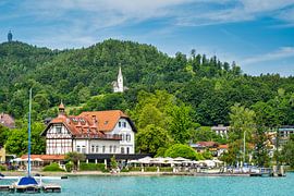 A view of the shoreline landscape of Lake Woerthersee in Austria by Andreas Völkel