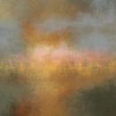 Kleurrijk abstract minimalistisch landschap in pastelkleuren. Okergeel, roze, lichtblauw. van Dina Dankers thumbnail