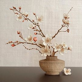 Still life with Cherry blossom in Oriental-style vase by Studio Pieternel