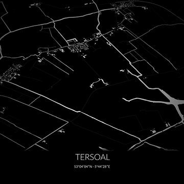 Schwarz-weiße Karte von Tersoal, Fryslan. von Rezona