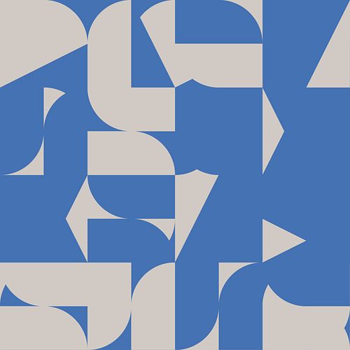 Abstracte kunst in blauw en wit nr. 6