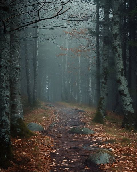 Mystische Wanderung durch Bäume von fernlichtsicht