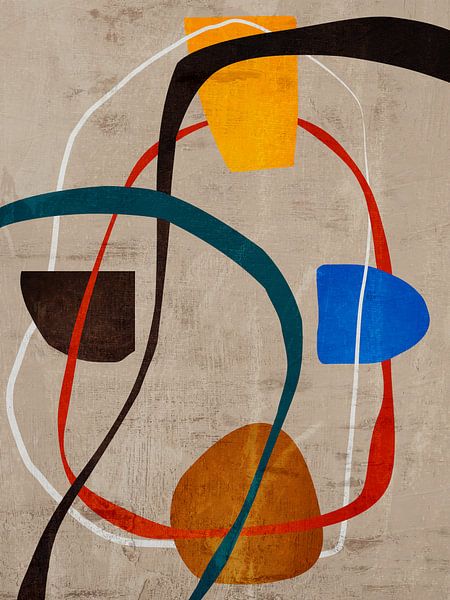 Kleurrijke geometrische organische abstracte kunst van Online Arts