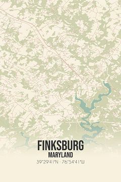 Vintage landkaart van Finksburg (Maryland), USA. van MijnStadsPoster