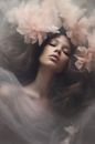 Vrouw en bloemen van Kim Vos thumbnail